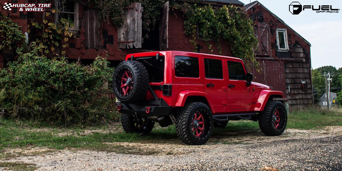 vehicle gallery/jeep wrangler fuel maverick d260 22X12  Transparent Red clear wheels and rims